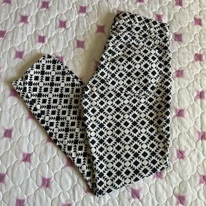 J. Crew Navy and White Aztec Geometric Print Skinny Stretch 5-pocket Pants 27